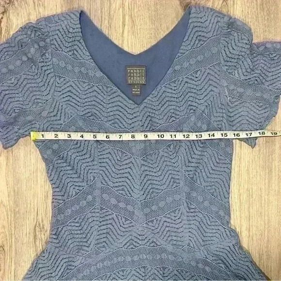 Rabbit Rabbit Rabbit Blue Lace Short Sleeve V Neck A Line Mini Dress Size 8 - Picture 6 of 7